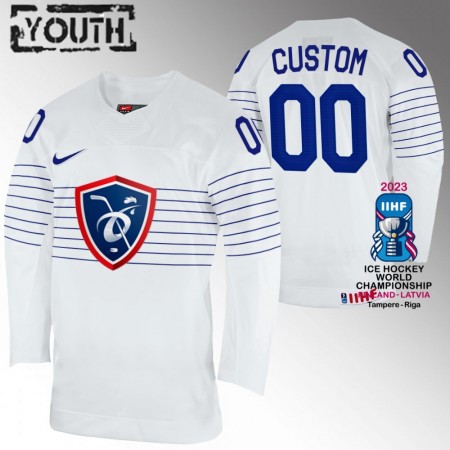 Frankrike Hockeydrakt Custom IIHF World Championship 2023 Hvit - Barn